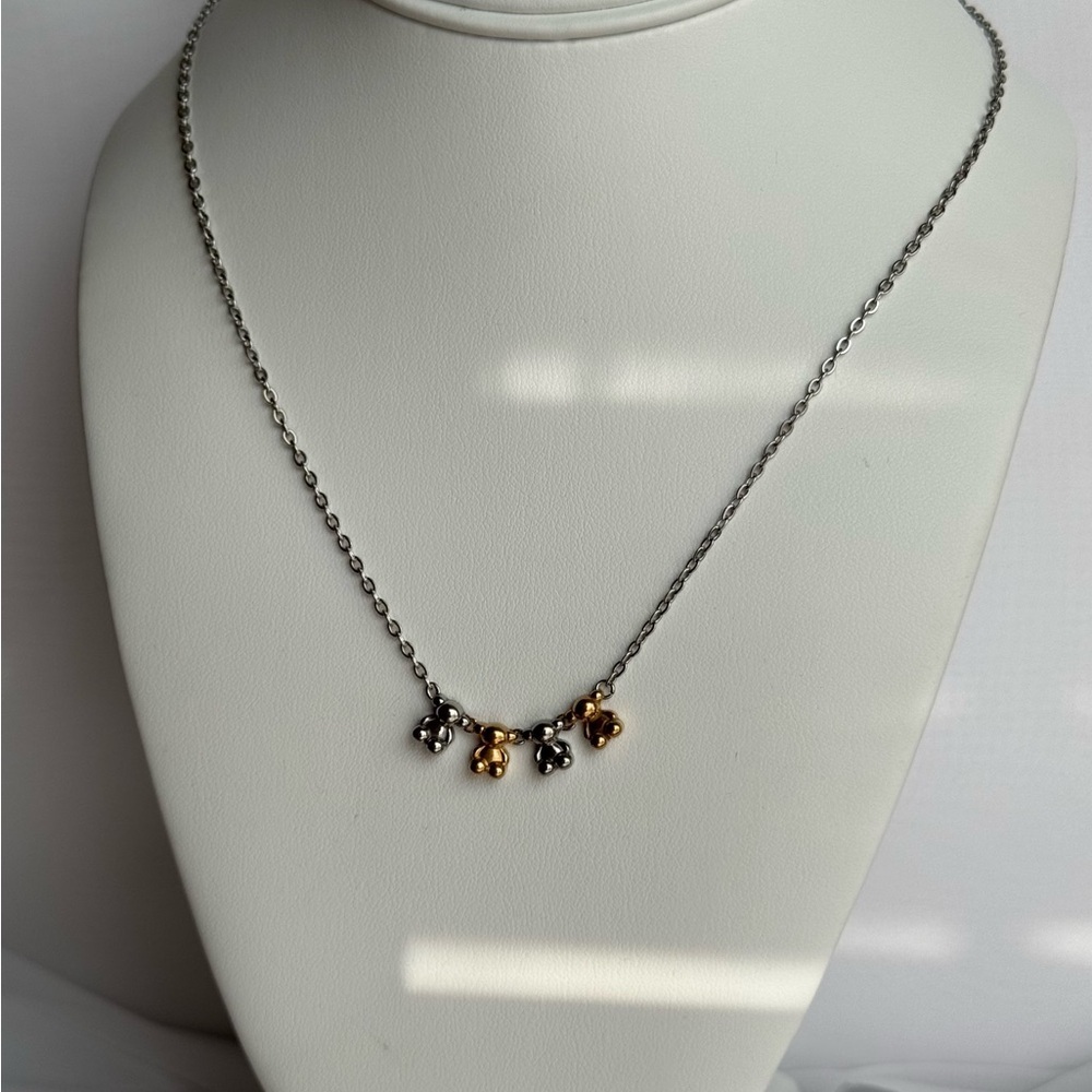 Elegant Two-Tone Bear Pendant Necklace - Picture 3 of 3